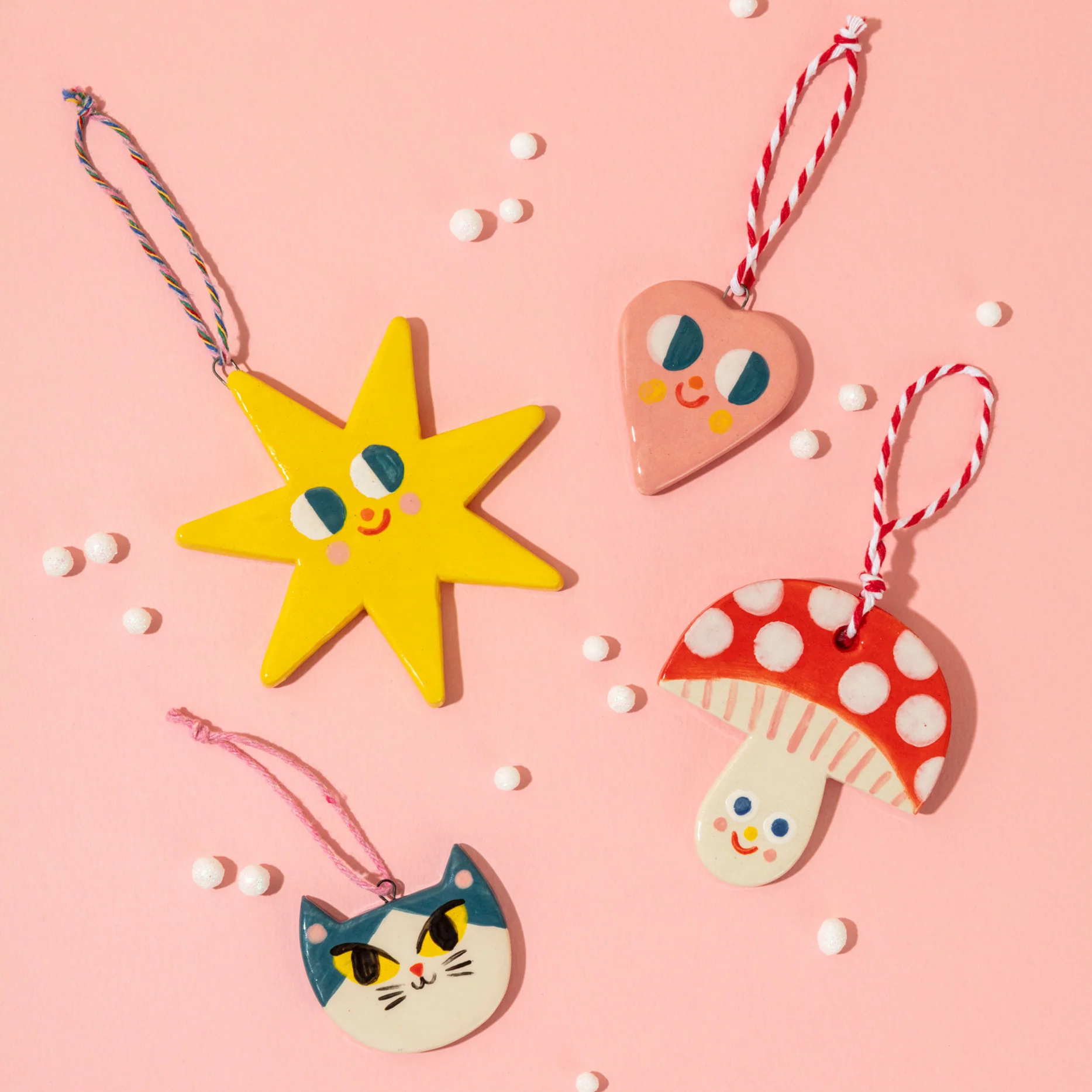 Blue Cat - Handmade Ceramic Christmas Decorations